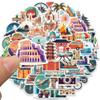 World Travel Stickers - 65Pcs Waterproof Vinyl Pack for Water Bottle, Laptop, Bicycle, Suitcase, Scrapbook, Journal, Cars, Famous City Scenery Decals view 2