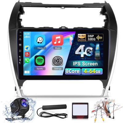 [8 Core 4+64] Android 13 Car Stereo for Toyota Camry 2012 2013 2014-10 inch IPS Touchscreen Radio with Carplay & Android Auto - 4G SIM Card/DSP 32EQ / FM AM RDS/Bluetooth 5.1 + AHD Backup Camera