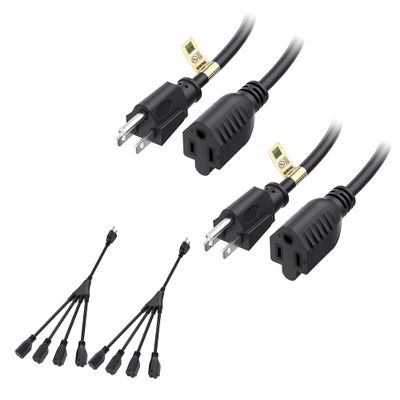 1# Cable Matters 2-Pack 4 Outlet Power Splitter Cord - 1.5ft 2# [UL Listed] Cable Matters 2-Pack 16 AWG Heavy Duty 13A Power Extension Cord - 10ft