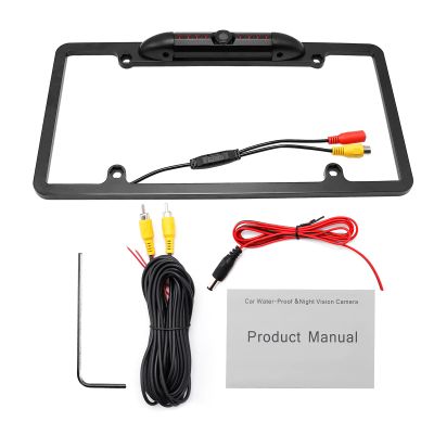 Car Rear View Backup Camera with 8 Bright LEDs Parking Reverse Night Vision CMOS HD Night Vision Reversing Assist Security US License Plate Frame