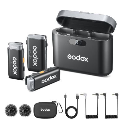 GODOX WEC KIT2 Wireless Microphone for DSLR Cameras/iPhone/Android, 2.4GHz Noise Cancellation Lavalier Mic, 656ft Transmission, 8H Battery Life Compact Wireless Lapel Microphone System