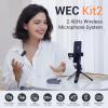 GODOX WEC KIT2 Wireless Microphone for DSLR Cameras/iPhone/Android, 2.4GHz Noise Cancellation Lavalier Mic, 656ft Transmission, 8H Battery Life Compact Wireless Lapel Microphone System view 4