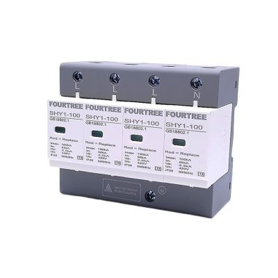 1PCS Surge Protector AC 3P+N 40~80KA 60KA~100KA 385V 420V SPD House Lightning Protection Arrester Low-Voltage Protection 4P (Size : 4P 385V AC, Color : 60-100KA)