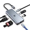 Tymyp USB C Hub, 8 in 1 USB C Adapter, Dual Screen 4K HDMI, USB C Dock Station for Mac Pro/Air(Network, USB 2.0, 5 Gbps USB 3.0,PD 100W,SD/TF Reader) for Dell, Surface, HP, Lenovo view 1