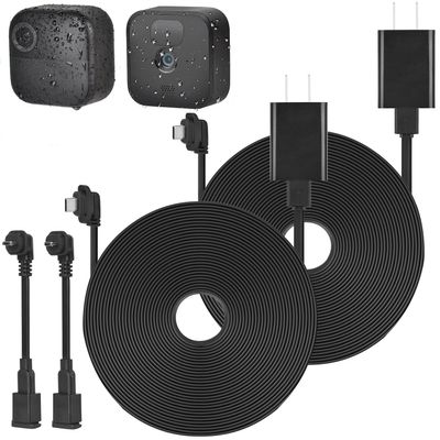 2Pack 16.4ft/5m Power Cable with Adapter for Blink Outdoor 4 (4th Gen), Blink Outdoor/Indoor (3rd Gen)&Blink XT/XT2, Weatherproof Extension Charger Cable with Extra Type C to Micro USB Adapter