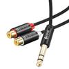 Devinal 6.35 mm to 2RCA Cable, 1/4 inch TRS to 2 RCA Female Splitter Stereo Audio Adapter Cable, 1 Feet view 1