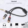 Devinal 6.35 mm to 2RCA Cable, 1/4 inch TRS to 2 RCA Female Splitter Stereo Audio Adapter Cable, 1 Feet view 2