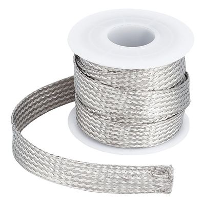 UNICRAFTALE 304 Stainless Steel Expandable Braided Cable Sleeve Knitting Scalable Network Ribbon Flat Cable Sleeve Cord Protector Wire Loom Tubing for Protect Cables 4m/roll