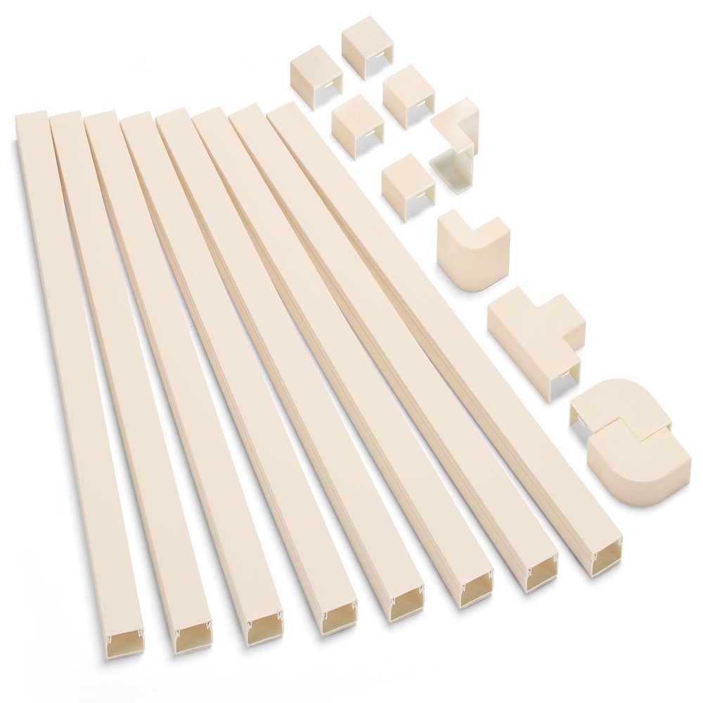 126in Cord Hider Kit, Wire Hiders for TV on Wall, Paintable Cable Management Kit, Wire Cover for Wall Mount TV, Hide Wires Along Wall, Beige Cord Cover Wall Wire Management, 8xL15.7in W0.95in H0.55in
