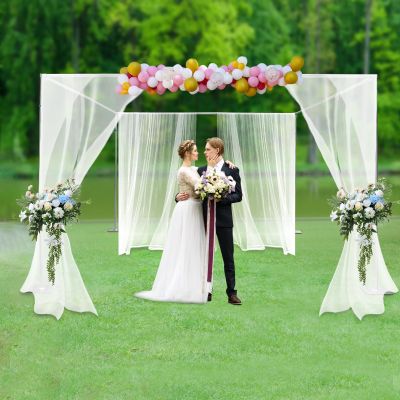 9.84ft Adjustable 4 Post Hardware Kit, Outdoor Wedding Party Stand, 4 Post Backdrop Stand Kit, Outdoor Wedding Decorations Photo Booth Photography Party Supplies