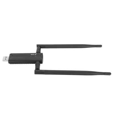 WiFi6E AX5400M Triple Band USB 3.0 Adapter, 6GHz 5GHz 2.4GHz, Dual 6dBi Antennas, 2400Mbps,11/10, RTL8832CU Chip, for Desktop PC Laptops