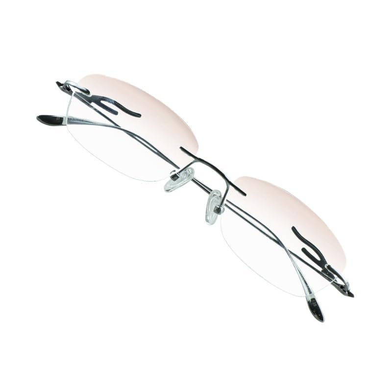 VisionGlobal Pure Titanium Frame for men/women Blue Light Blocking,Hand-set Diamond Fashion Glasses (Silver Brown, 2.00 Magnification)