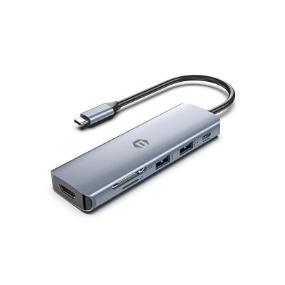 6 in 1 USB C Hub, oditton Versatile Adapter with 4K HDMI, 100W PD Charging, 3 x USB 3.0, SD/TF Card Reader for Laptops and Mobile Phones, Compatible with Dell/HP/Surface