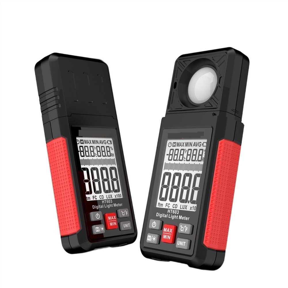 HT603 Light Meter 200000 Lux Digital Illuminance Meter With Ambient Humidity And Temperature Meter Lux Meter