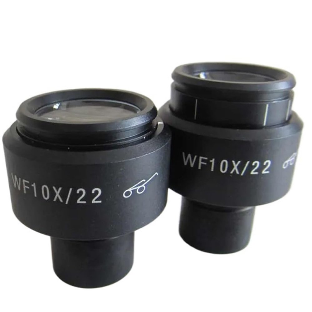 Microscope Accessories Kit 2pcs WF10X/22MM Adjustable Biological Microscope Eyepiece Lens with Rubber Eye Guards Microscope Slides