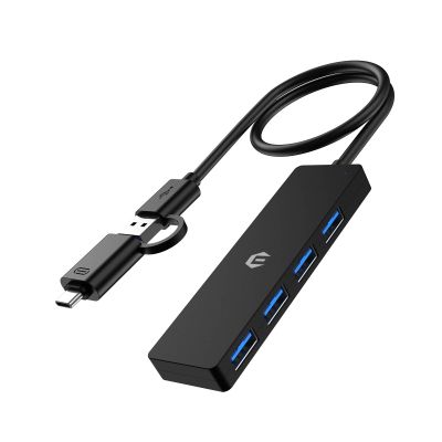4 in 1 USB Hub, Tymyp USB 3.0 Hub 5Gbps with USB C Extension, Compact USB Splitter Adapter for Mac, iMac Pro, Mac mini/Pro, Surface Pro, Dell, HP