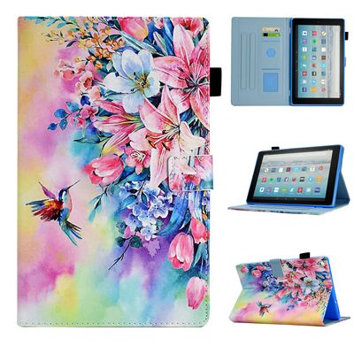 BYCeKe Case for Fire HD 10 Tablet (9th/7th/5th Generation, 2019/2017/2015 Release), PU Leather Folio Stand Cover Case for Fire HD 10 9th Generation/7th Generation, Auto Sleep Wake - Birds