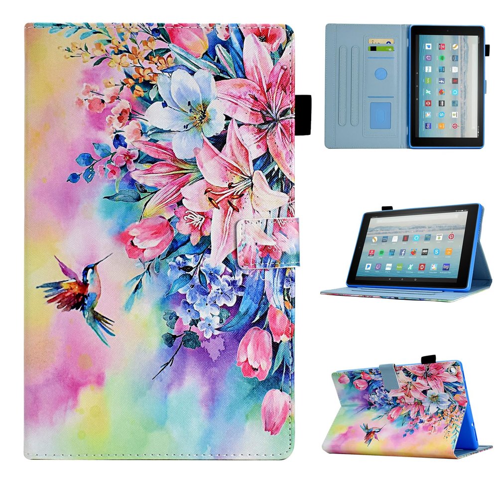 BYCeKe Case for Fire HD 10 Tablet (9th/7th/5th Generation, 2019/2017/2015 Release), PU Leather Folio Stand Cover Case for Fire HD 10 9th Generation/7th Generation, Auto Sleep Wake - Birds