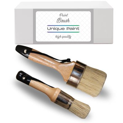 Chalk Paint Brush  2 PCs 1 Round Paint Brush Furniture Painting 1 Oval Chalk Paint  Bristle Paint Brushes Set Suitable for Chalk Paint Wax - Home Decor  Cabinets - Stencil - Milk Paint