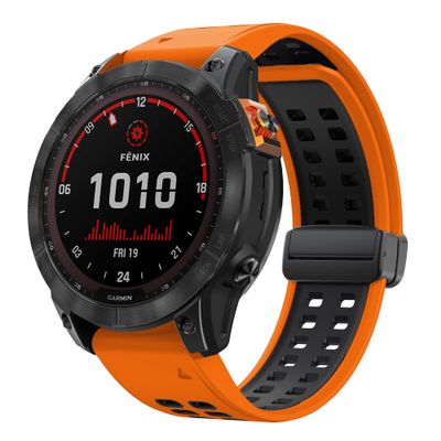 VeveXiao Strap Compatible with Garmin Fenix 7X, 26mm Soft Silicone Sport Replacement Band Magnetic Buckle Adjustable Watch Band with Quick Fit Strap For Fenix 6X Pro, 6X, 5X Plus, 5X, Silicone