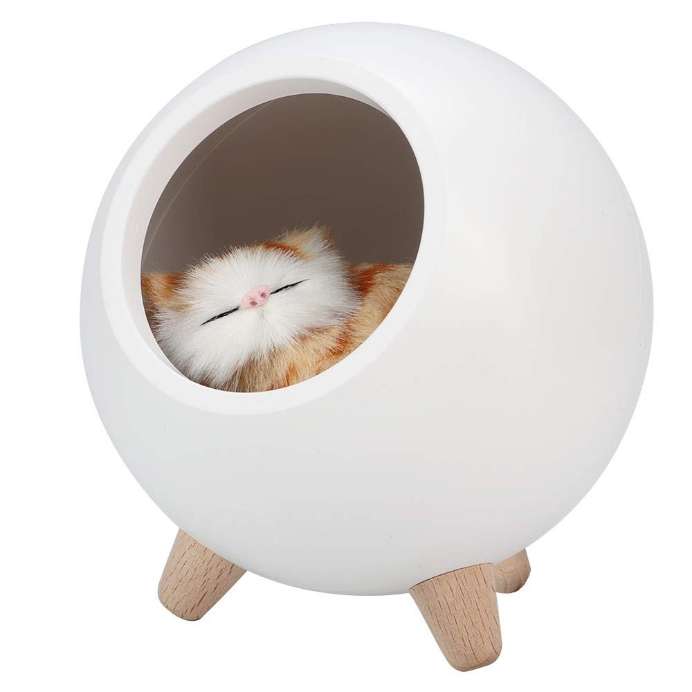 Cute Cat LED Night Light - Little Pet House Night Lamp for Bedroom Lighting - Decorative Cat Nightlight for Kids and Adults(White)