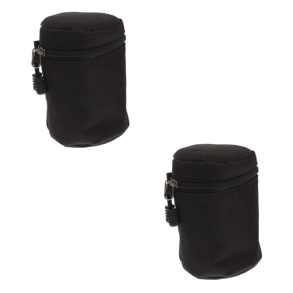PartyKindom 2pcs Camera Lens Storage Bag Shockproof Lens Pouch for Mirrorless Cameras Pu Material Water-resistant for Photographers for Transport and Convenience