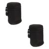 PartyKindom 2pcs Camera Lens Storage Bag Shockproof Lens Pouch for Mirrorless Cameras Pu Material Water-resistant for Photographers for Transport and Convenience view 1