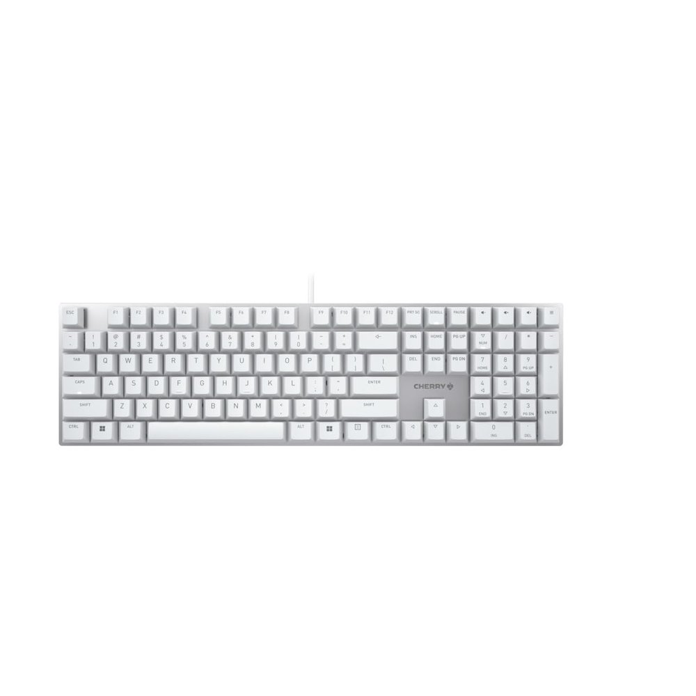 Cherry KC 200 MX Mechanical Office Keyboard with New MX2A switches. Modern Design with Metal Plate Frame. (White W/MX2A Silent Red Switch)