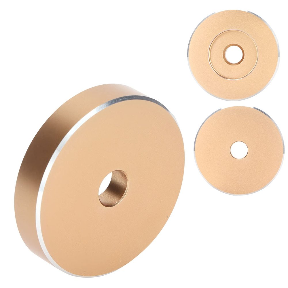 45 RPM Record Turntable Adapter Large Hole Conversion Sheet Black Clamp Adapter for Most Big Hole RecordsBlack Record Turntable Adapter, Records Solid Aluminum 45 RPM (Gold)