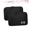 Uonlytech 2pcs Nylon Electronics Storage Bag Portable Travel Organizer for External Hard Drive Accessories Multi-functional Double-zipper Case for Home Outdoor Use Black view 2