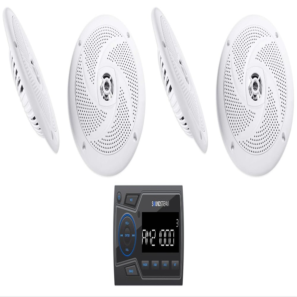 Audiosavings Bundle: Soundstream MHU-32 Marine ATV/UTV Digital Media Receiver Bluetooth/USB Bundle with (2) Pair Rockville RSM65W 6.5" 320 Watt Waterproof Shallow Slim Marine Speakers (3 Items)