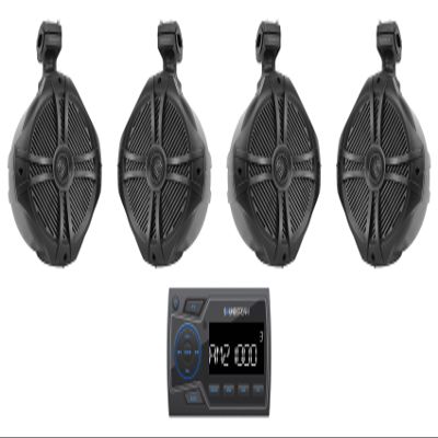 Audiosavings Bundle: Soundstream MHU-32 Marine ATV/UTV Digital Media Receiver Bluetooth/AUX/USB Bundle with (2) Pair Rockville RWB90B 8" 300w Marine Wakeboard 360 Swivel Tower Speakers (3 Items)