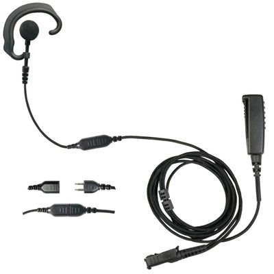 PRYME SNAP Series (SNP-2W-M11-Kit2) - 2-Wire Lapel Microphone with Braided Fiber Cable and Ear Hanger Hook Earphone (Fits Motorola XPR3300/3500 Radios)
