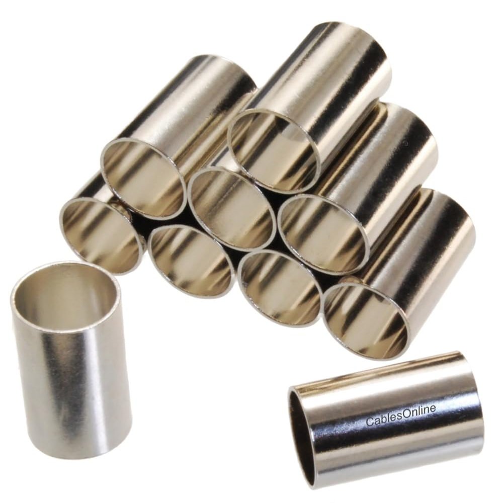 CablesOnline, 10-Pack Crimp Sleeve Ferrule Tubes for RG6, RG5, LMR300 Coax Cable, Inside-Diameter 8mm, RF-U912F-10