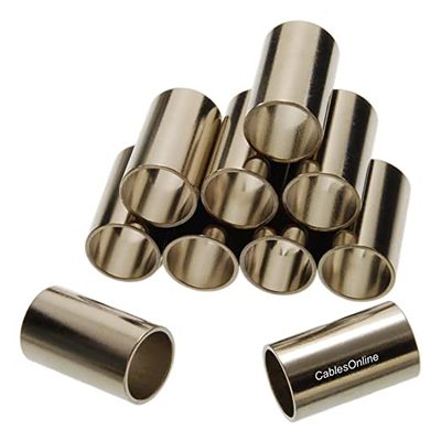 CablesOnline, 10-Pack Crimp Sleeve Ferrule Tubes for RG59 Coax Cable, Inside-Diameter 6.4mm, RF-U959F-10