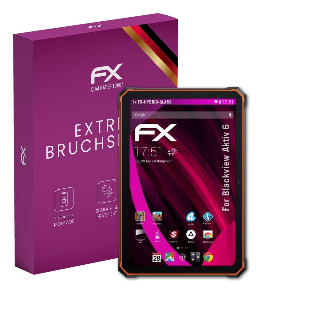 atFoliX Plastic Glass Protective Film compatible with Blackview Aktiv 6, 9H Hybrid-Glass FX Screen Protector