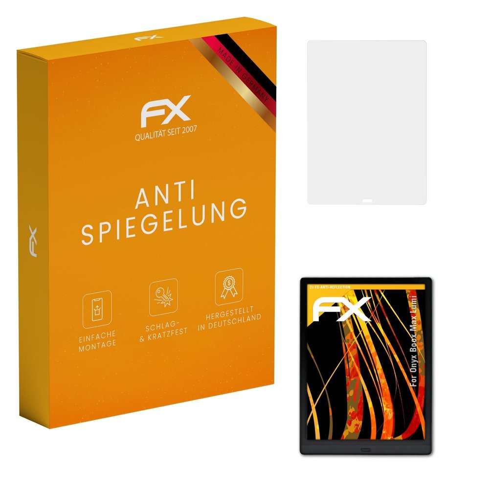 atFoliX Screen Protector compatible with Onyx Boox Max Lumi Screen Protection Film, anti-reflective and shock-absorbing FX Protector Film (2X)