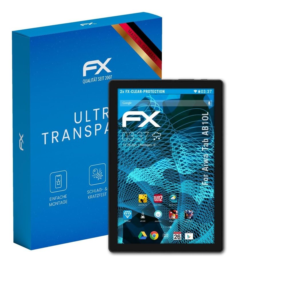 atFoliX Screen Protection Film compatible with Aiwa Tab AB10L / JA3-TBA1005 Screen Protector, ultra-clear FX Protective Film (2X)