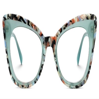 Zeelool Women's Cat Eye Glasses Stylish Acetate Eyewear Blue Light Blocking Glasses Anti Eyestrain Glasses ZJGA359158-01 Green