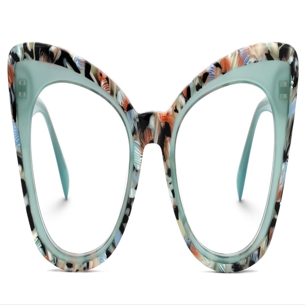Zeelool Women's Cat Eye Glasses Stylish Acetate Eyewear Blue Light Blocking Glasses Anti Eyestrain Glasses ZJGA359158-01 Green