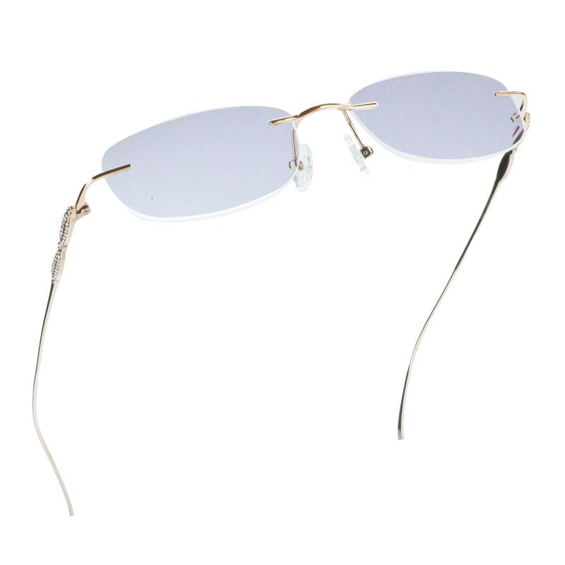LifeArt Pure Titanium Frame Glasses/Blue Light Blocking Reading Glasses, Reduce Eyestrain, Stylish for Men and Women(Gold,+3.50 Magnification)