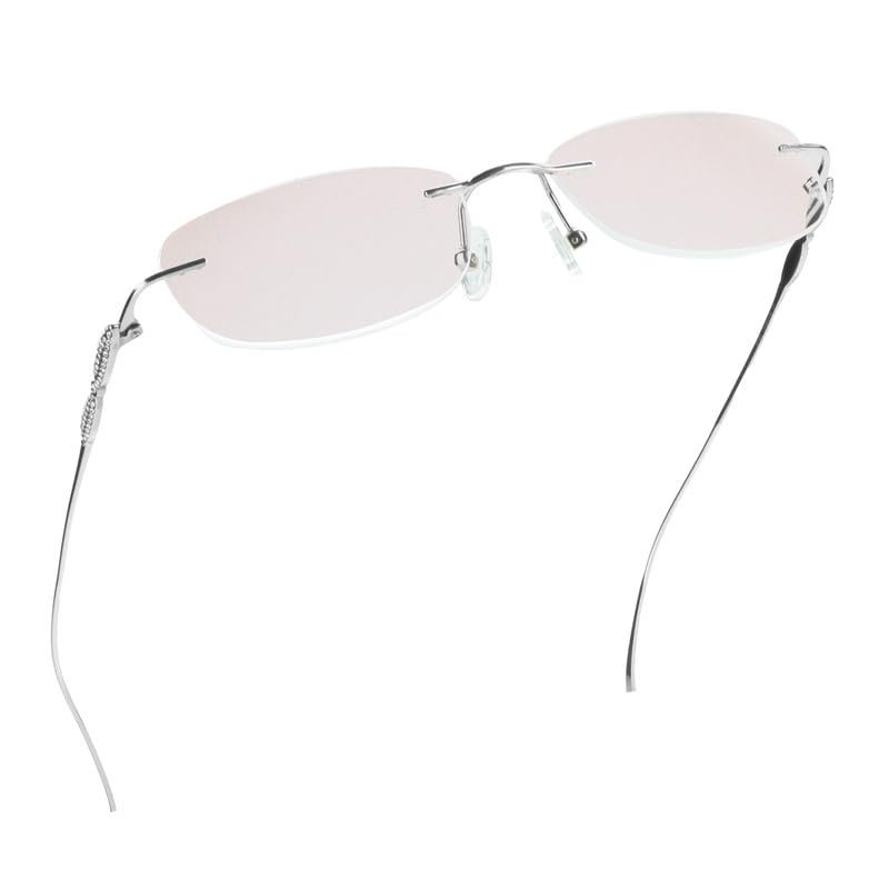 LifeArt Pure Titanium Frame Glasses/Blue Light Blocking Reading Glasses, Reduce Eyestrain, Stylish for Men and Women(Silver,+2.50 Magnification)