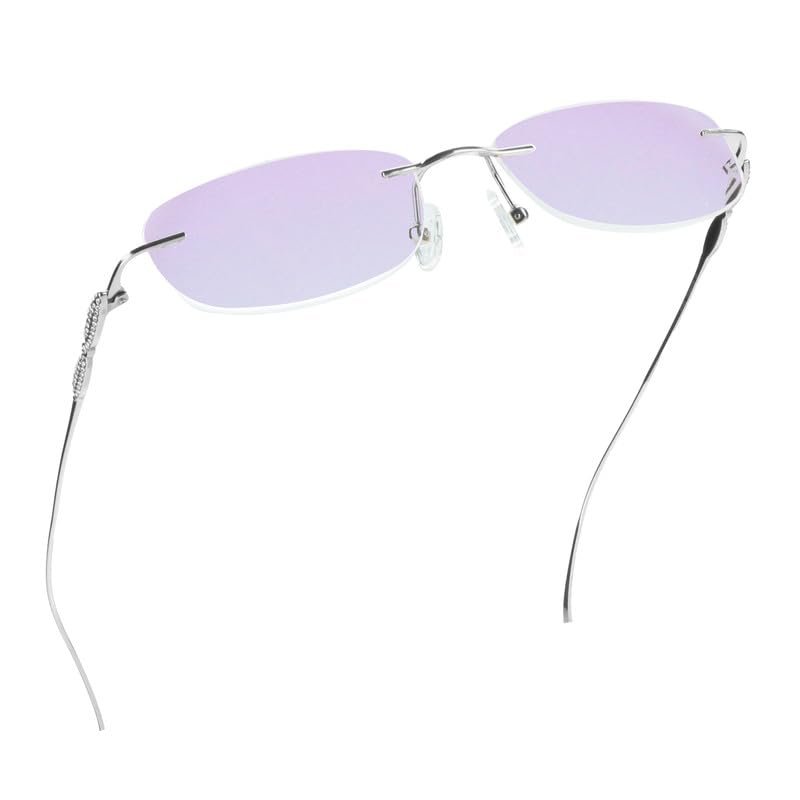 LifeArt Pure Titanium Frame Glasses/Blue Light Blocking Reading Glasses, Reduce Eyestrain, Stylish for Men and Women(Silver,+3.00 Magnification)