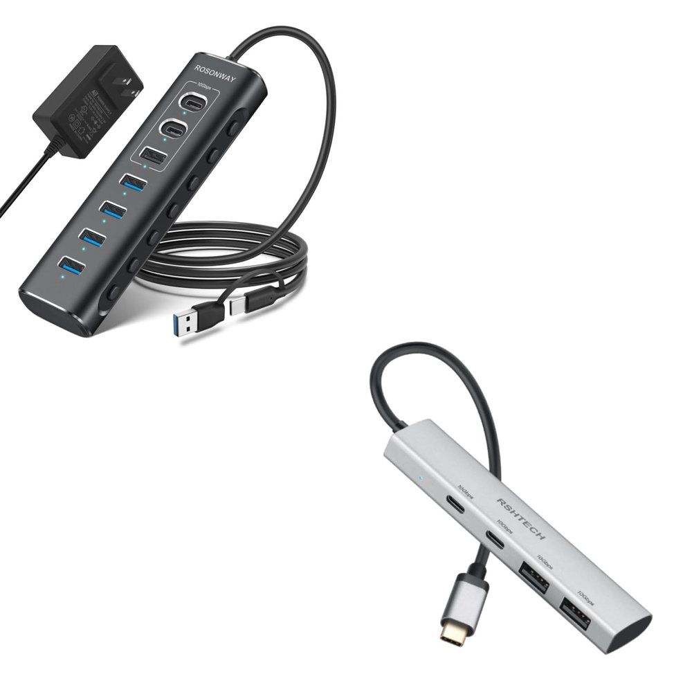 7-Port USB 3.2/USB C Hub with 10Gbps USB-A 3.2, 2 USB-C 3.2, 4 USB 3.0 Ports + 4 Ports USB A/USB C Hub 10Gbps
