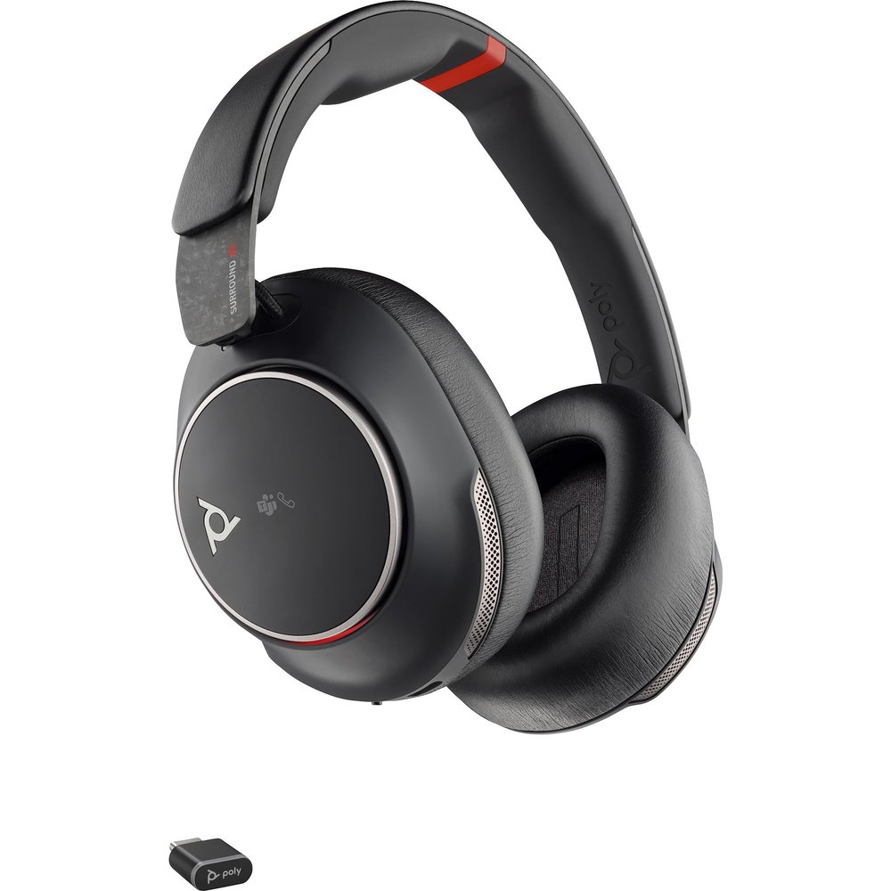 Poly Voyager Surround 85 UC Headset - Microsoft Teams Certification - Stereo - Mini-phone (3.5mm) - Wired/Wireless - Bluetooth - 98.4 ft - 20 Hz to 16 kHz - Over-the-head, Over-the-ear - Binaural - Ea