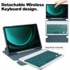 360 Rotating Keyboard Case for Samsung Galaxy Tab S9 FE 10.9 inch, Vertical Stand Magnetic Detachable Keyboard Slim Folio Smart Cover with KeyboardDark Green view 3