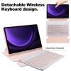 360 Rotating Keyboard Case for Samsung Galaxy Tab S9 Plus 12.4 inch, Vertical Stand Magnetic Detachable Keyboard Slim Folio Smart Cover with KeyboardPink view 3