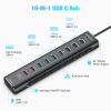 10-Port Powered USB C Hub 60W with 10Gbps 3 USB 3.2 Ports, 4 USB 3.0 Ports, 20W USB-C PD, 2 Fast Charging Ports + 4 Ports USB A/USB C Hub 10Gbps view 2