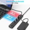 10-Port Powered USB C Hub 60W with 10Gbps 3 USB 3.2 Ports, 4 USB 3.0 Ports, 20W USB-C PD, 2 Fast Charging Ports + 4 Ports USB A/USB C Hub 10Gbps view 3