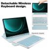360 Rotating Keyboard Case for Samsung Galaxy Tab S9 FE+ 12.4 inch, Vertical Stand Magnetic Detachable Keyboard Slim Folio Smart Cover with KeyboardLight Blue view 4